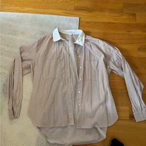 And Now this women’s brown and ivory bottom down shirt